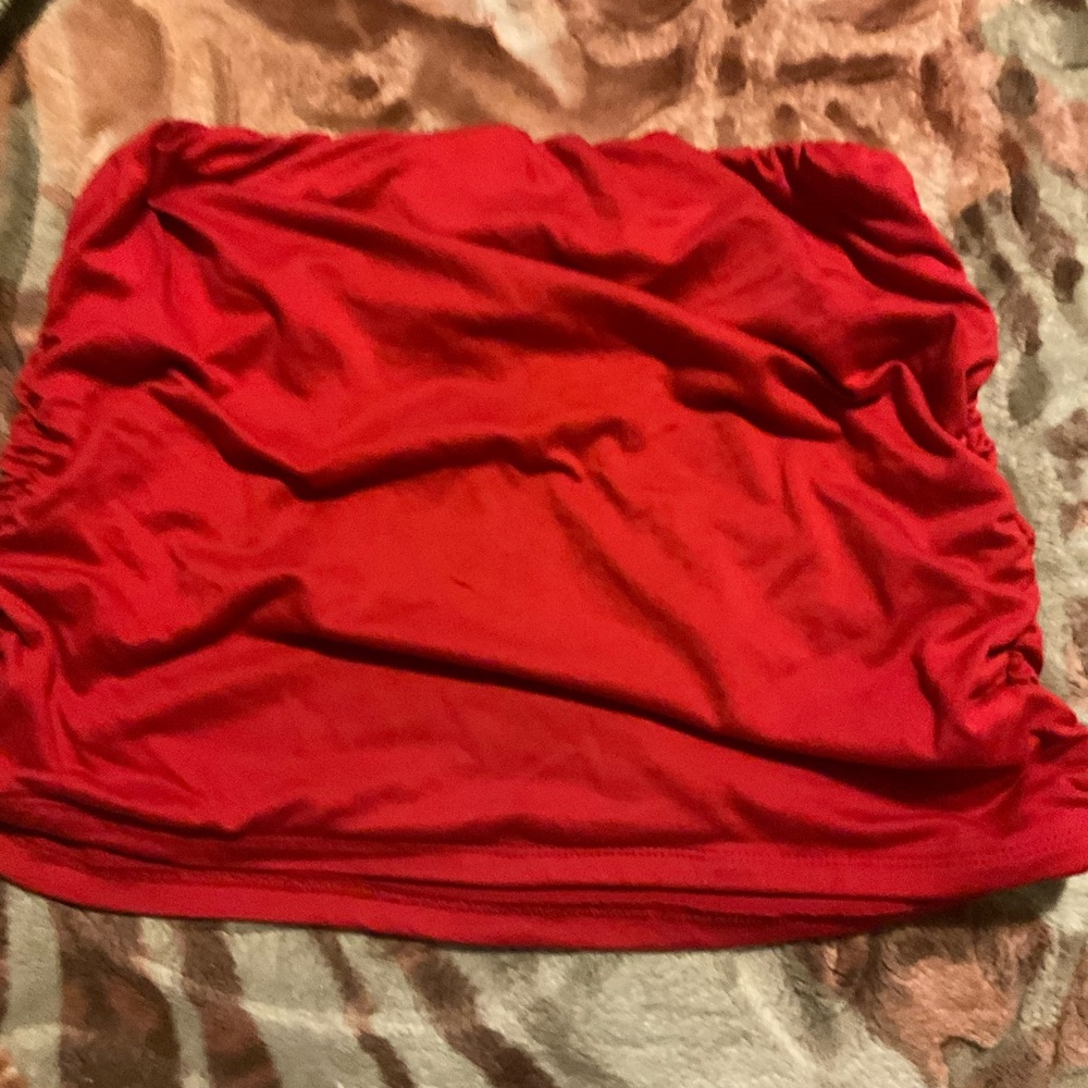 Red Ruched Skirt